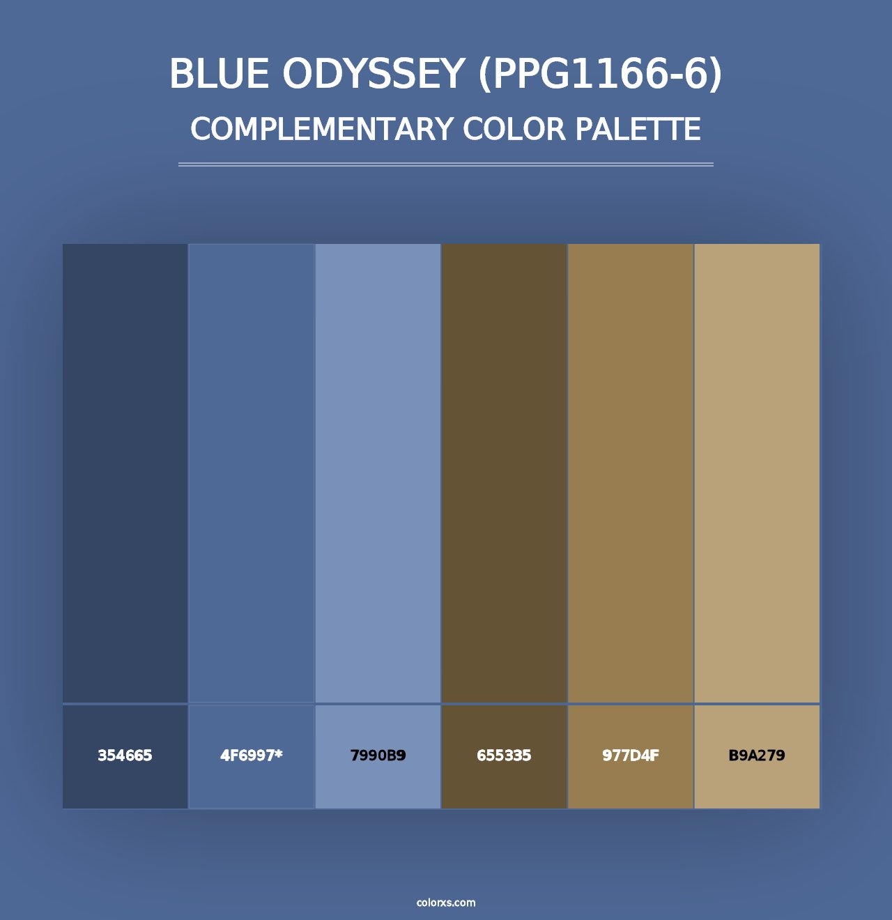 Blue Odyssey (PPG1166-6) - Complementary Color Palette