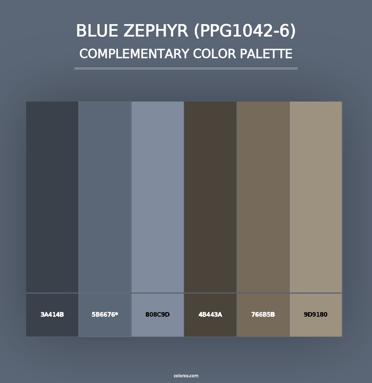 Blue Zephyr (PPG1042-6) - Complementary Color Palette