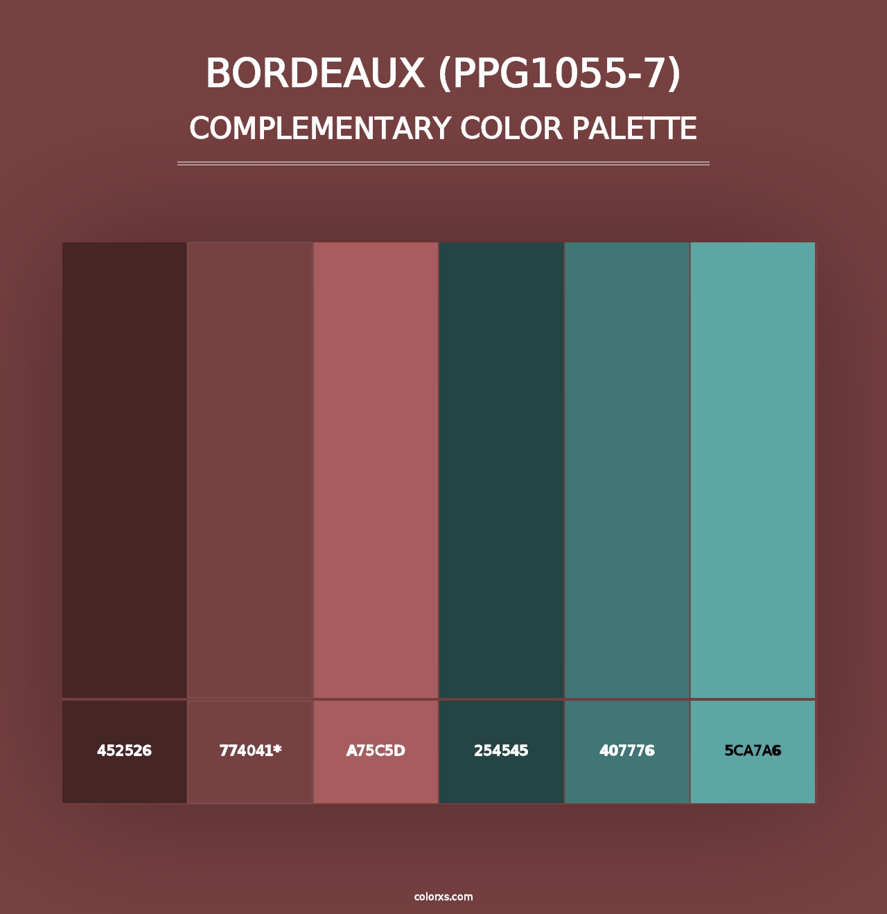 Bordeaux (PPG1055-7) - Complementary Color Palette