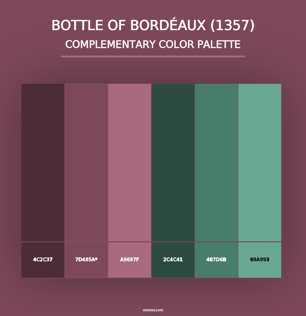 Bottle of Bordéaux (1357) - Complementary Color Palette