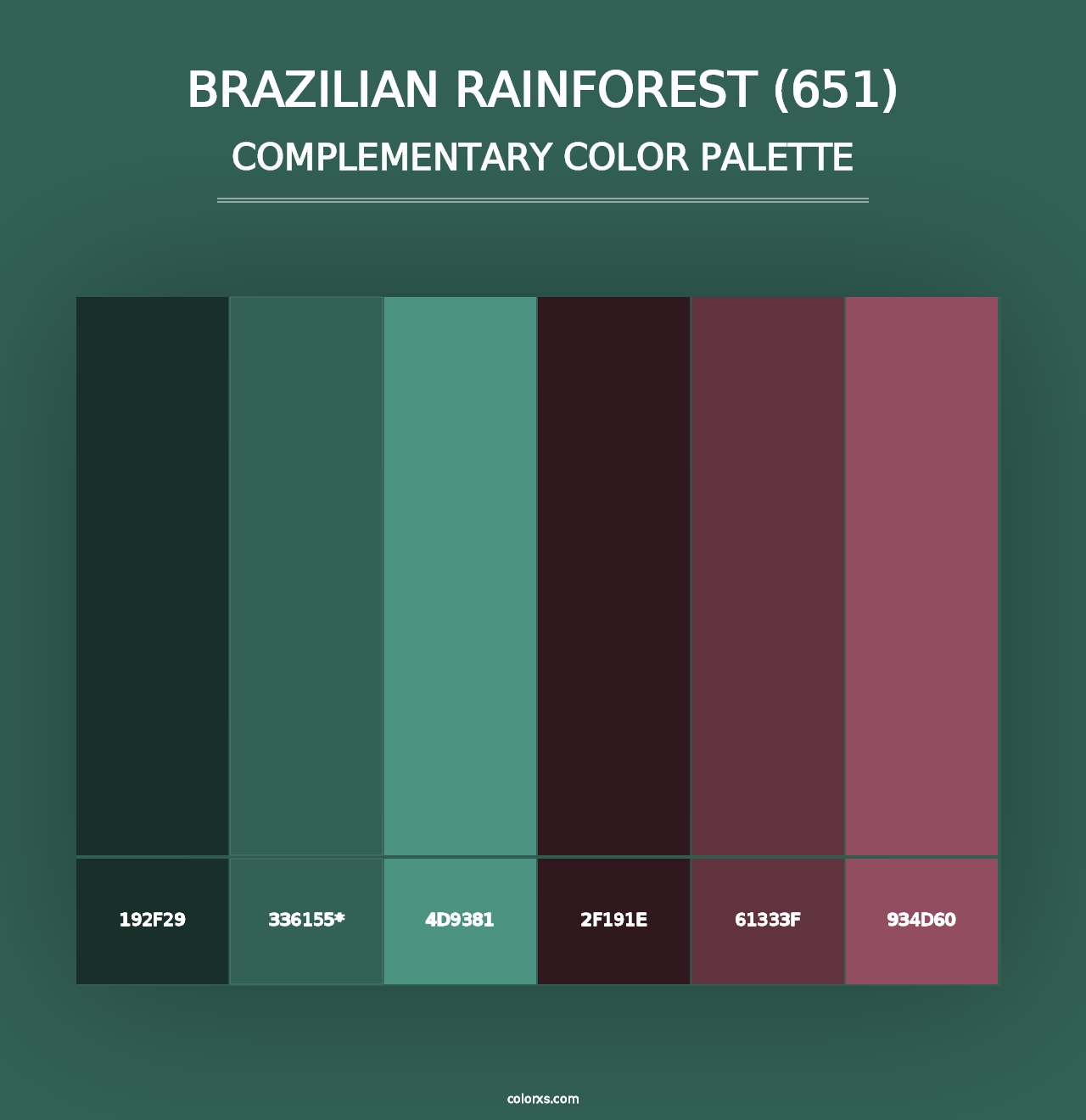 Brazilian Rainforest (651) - Complementary Color Palette