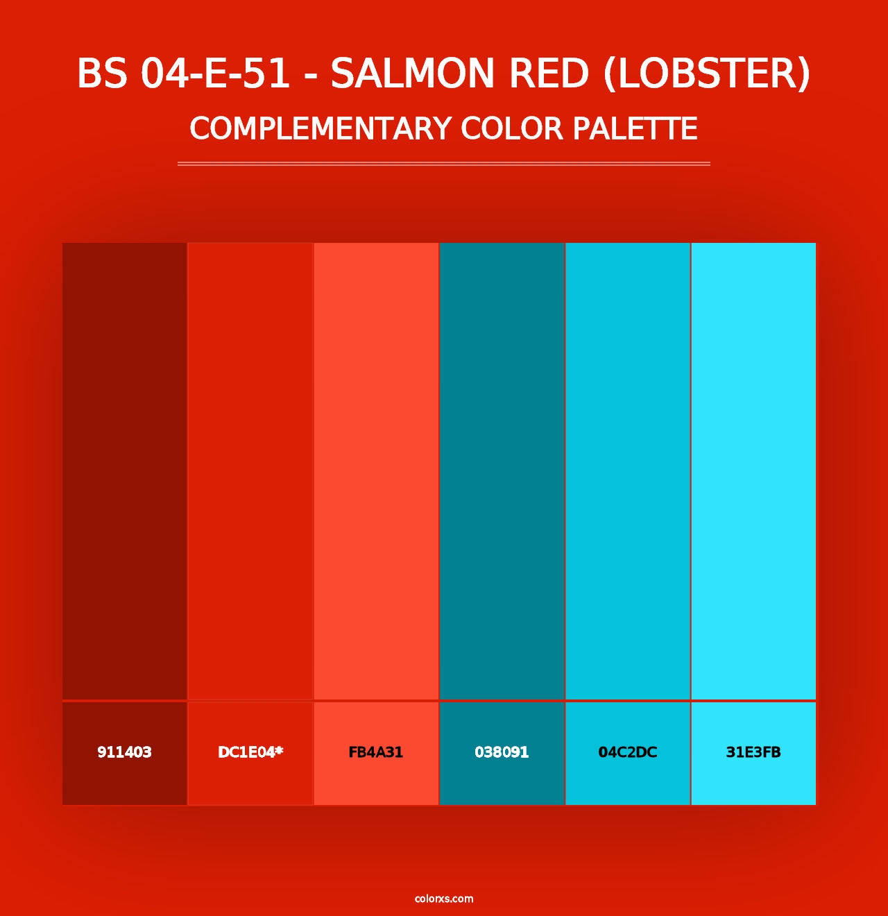 BS 04-E-51 - Salmon Red (Lobster) - Complementary Color Palette