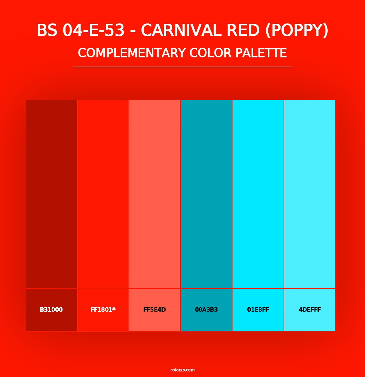 BS 04-E-53 - Carnival Red (Poppy) - Complementary Color Palette