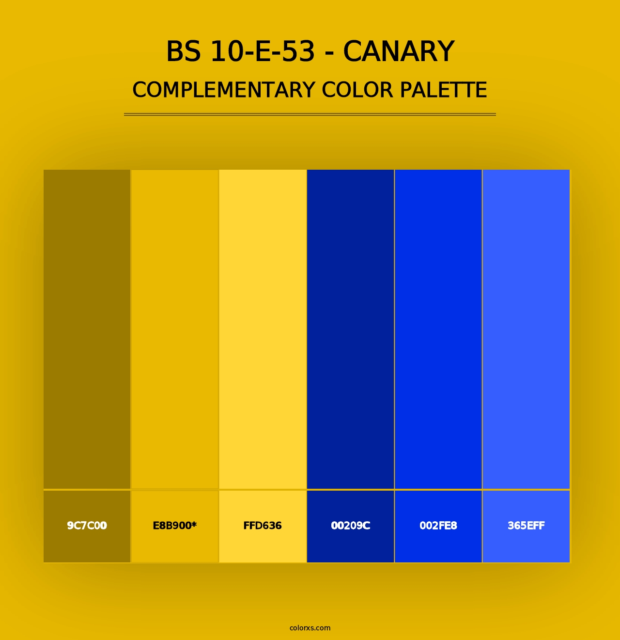 BS 10-E-53 - Canary - Complementary Color Palette