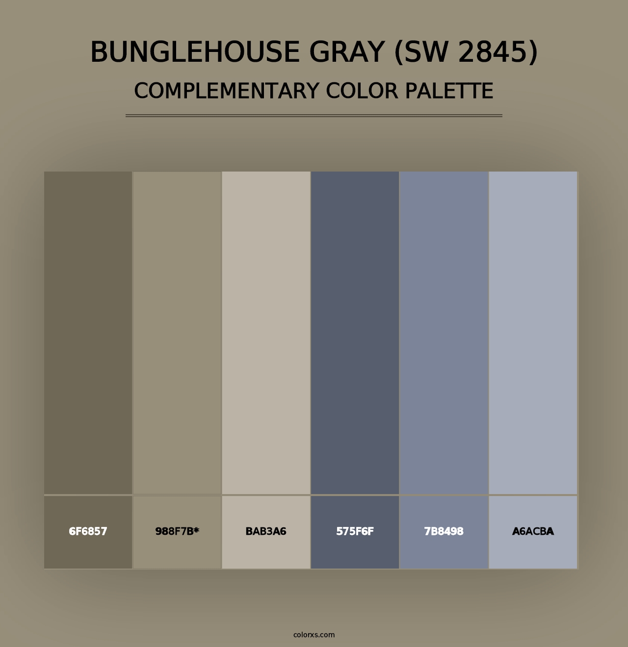 Bunglehouse Gray (SW 2845) - Complementary Color Palette