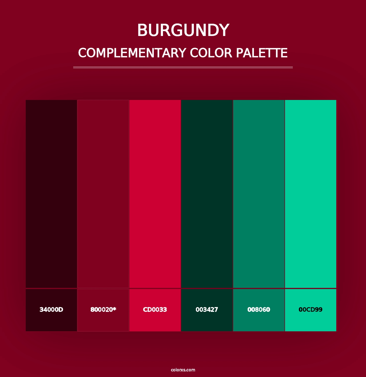 Burgundy - Complementary Color Palette