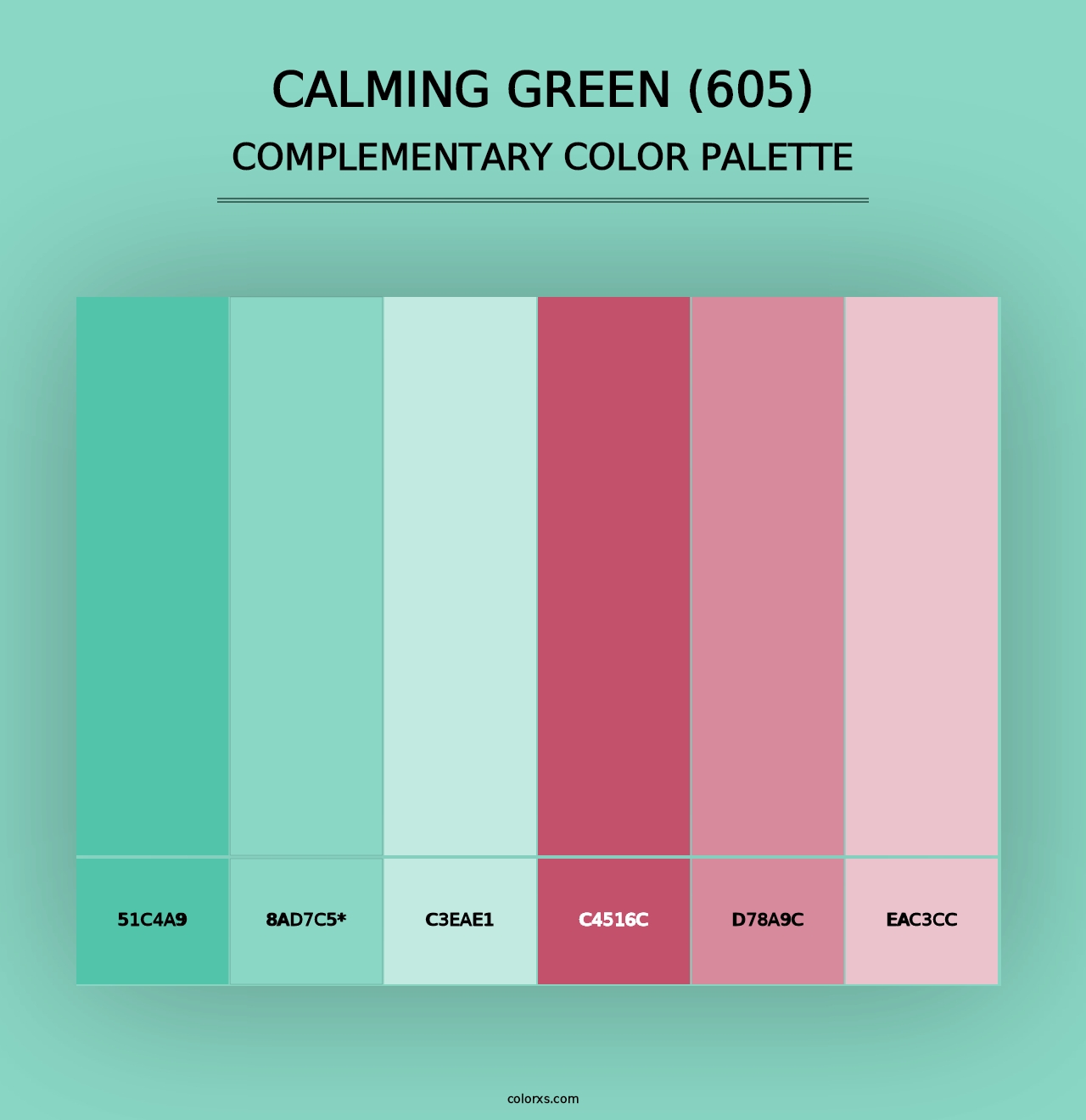 Calming Green (605) - Complementary Color Palette