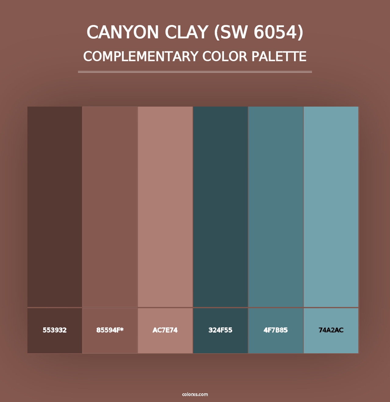 Canyon Clay (SW 6054) - Complementary Color Palette