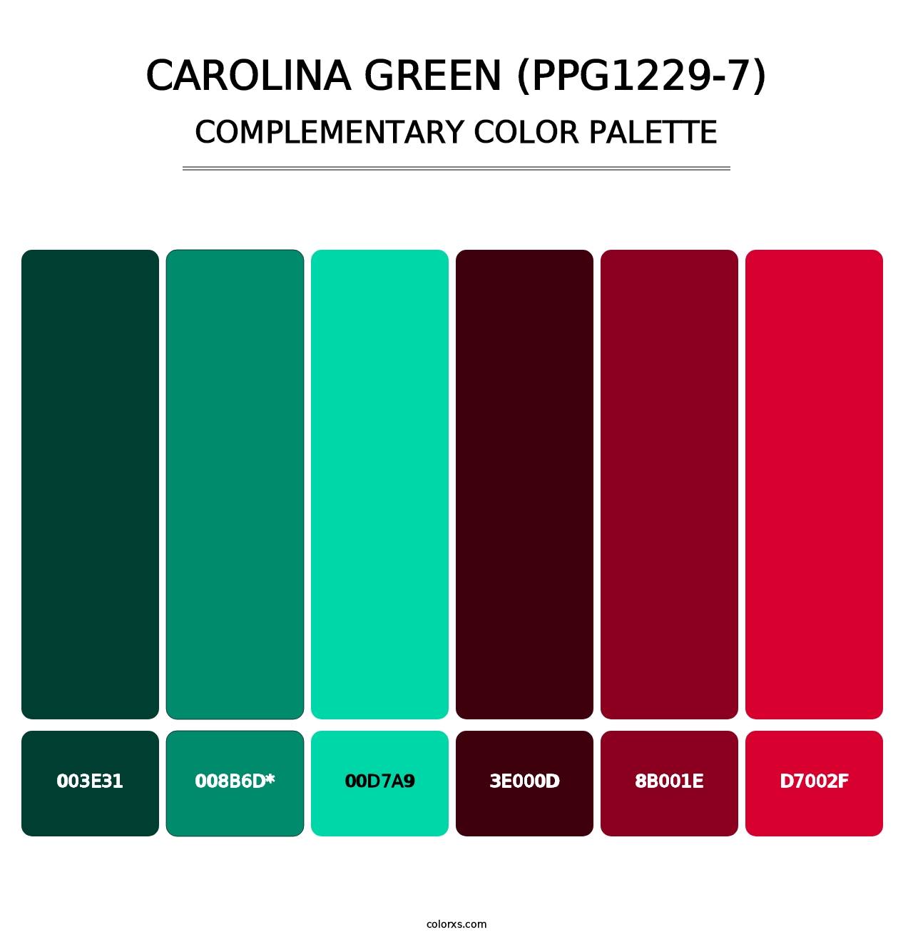 Carolina Green (PPG1229-7) - Complementary Color Palette