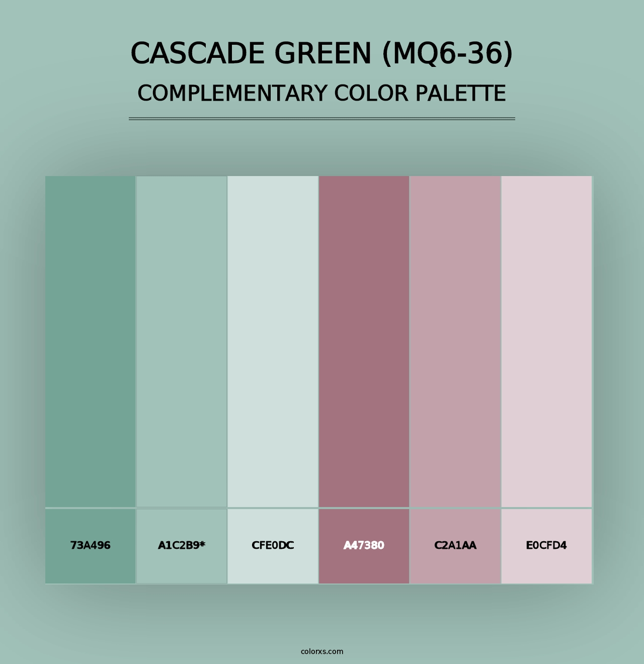 Cascade Green (MQ6-36) - Complementary Color Palette