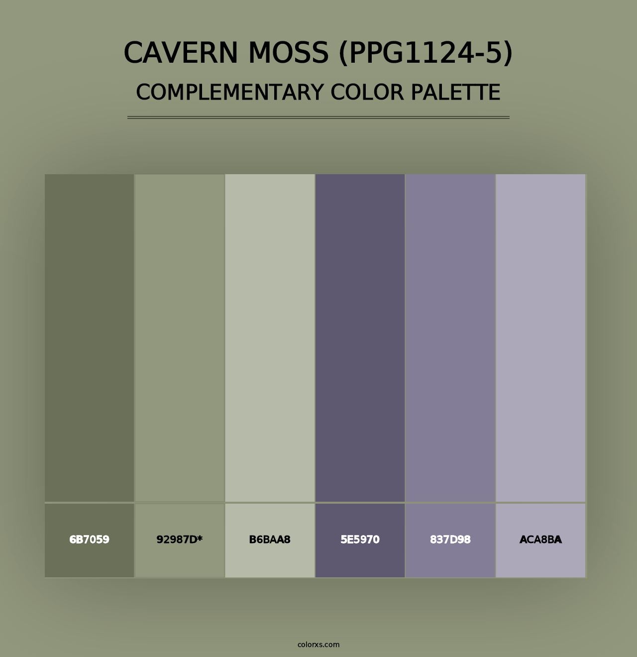 Cavern Moss (PPG1124-5) - Complementary Color Palette