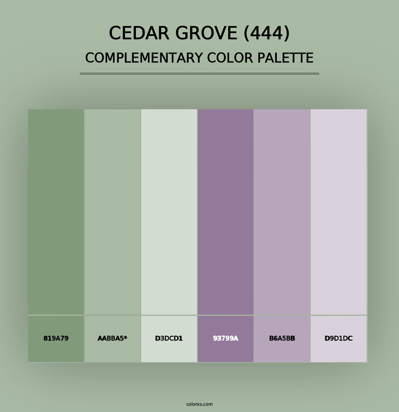 Cedar Grove (444) - Complementary Color Palette