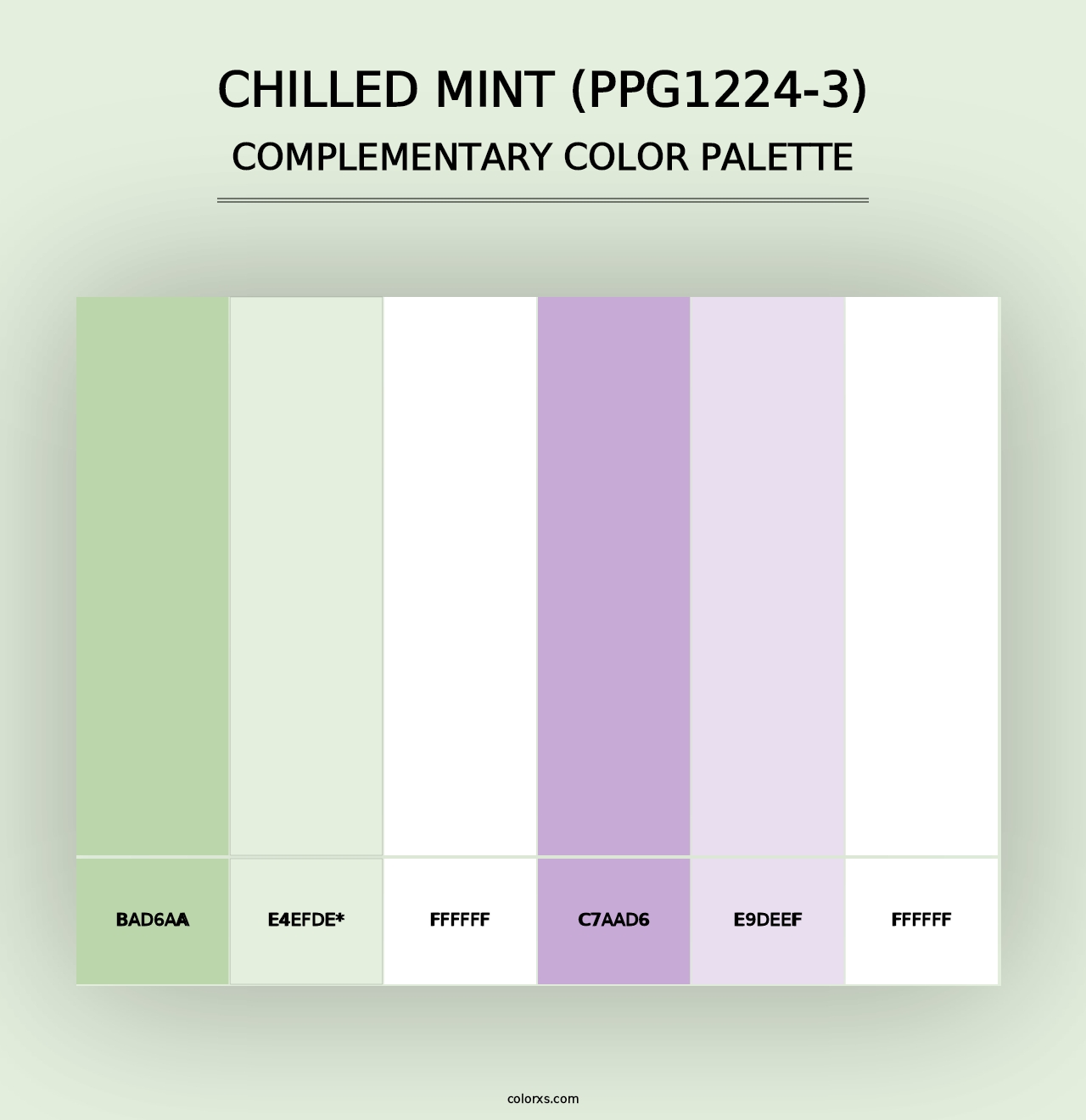 Chilled Mint (PPG1224-3) - Complementary Color Palette