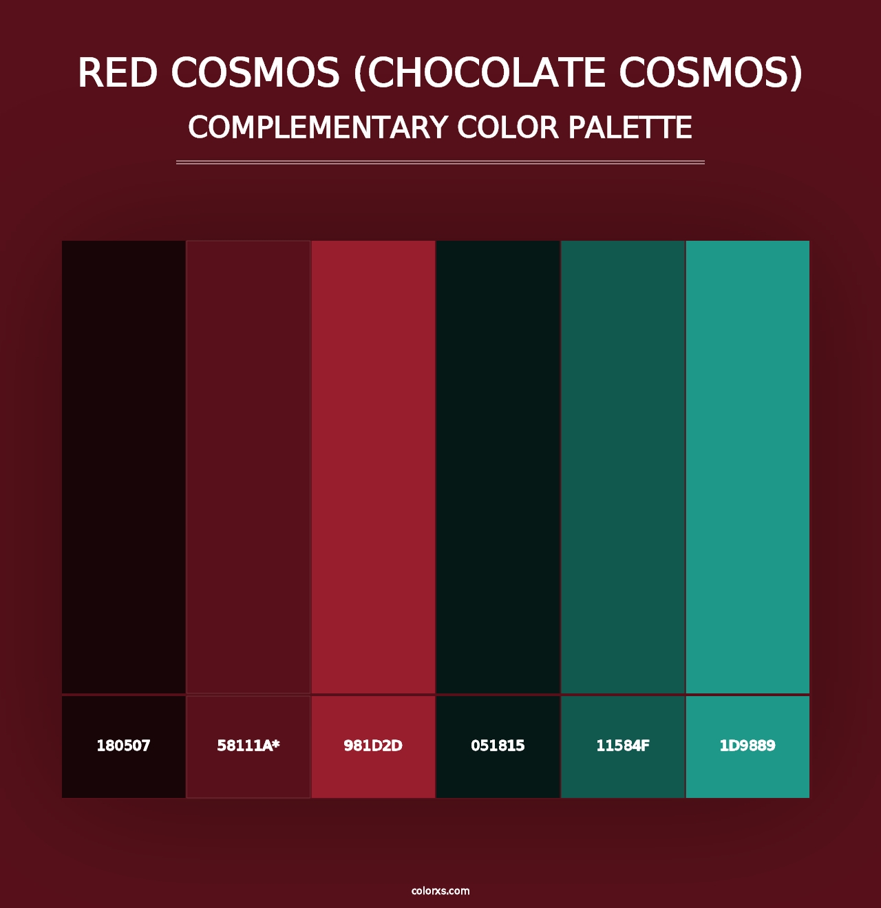 Red Cosmos (Chocolate Cosmos) - Complementary Color Palette