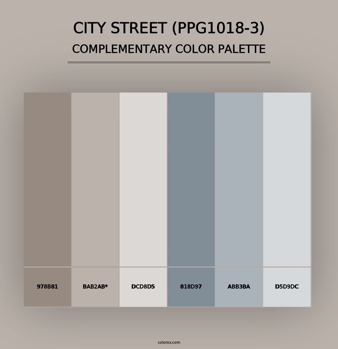 City Street (PPG1018-3) - Complementary Color Palette