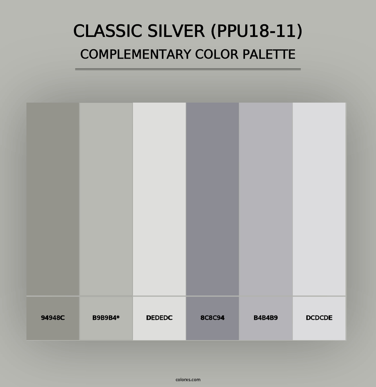 Classic Silver (PPU18-11) - Complementary Color Palette