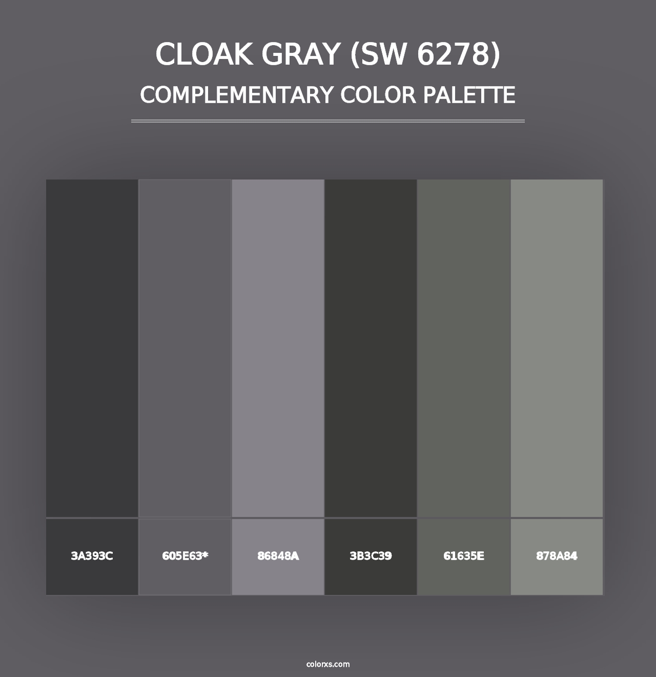 Cloak Gray (SW 6278) - Complementary Color Palette