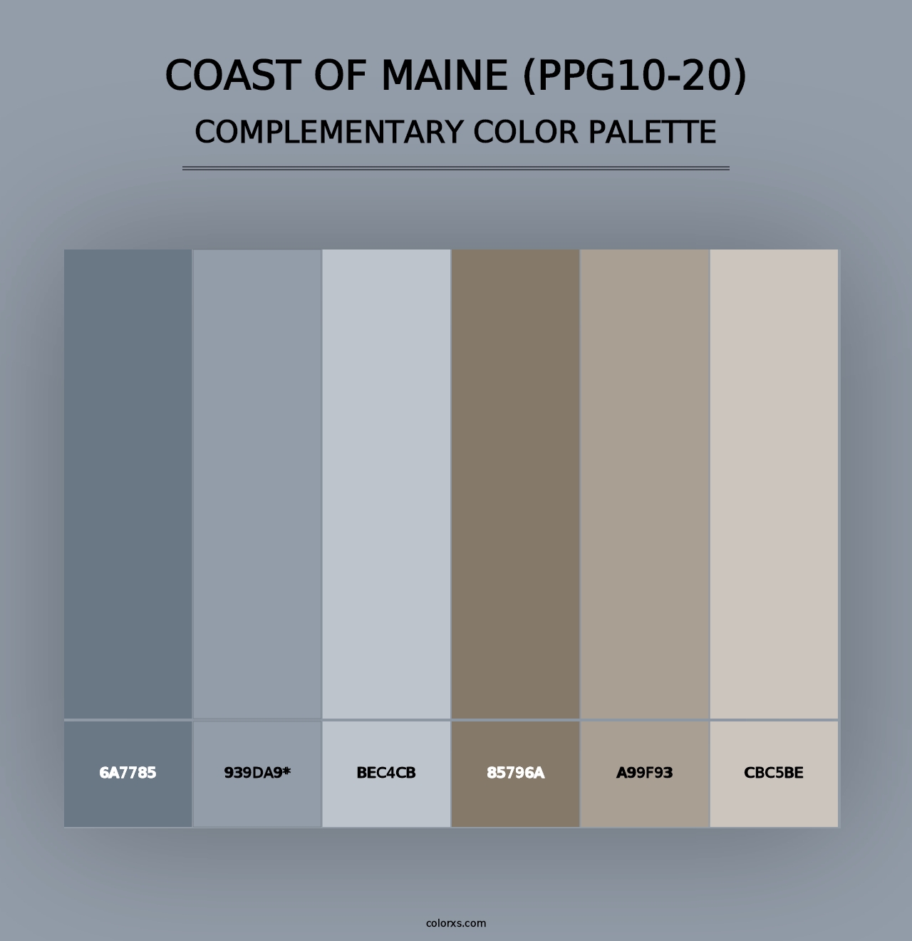 Coast Of Maine (PPG10-20) - Complementary Color Palette