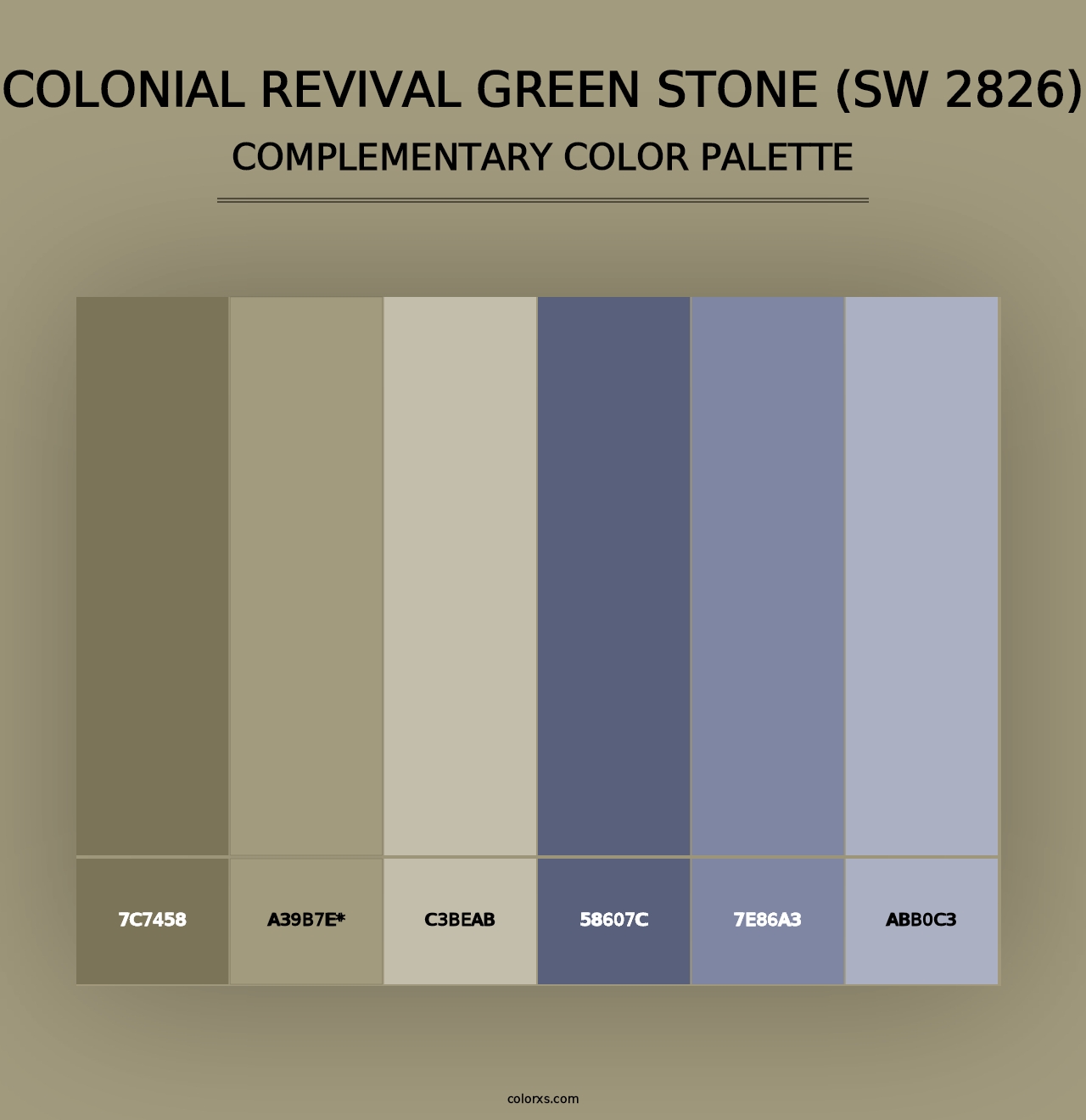 Colonial Revival Green Stone (SW 2826) - Complementary Color Palette