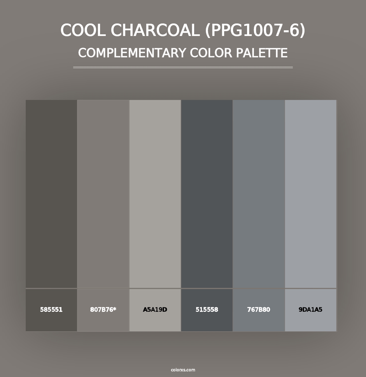 Cool Charcoal (PPG1007-6) - Complementary Color Palette