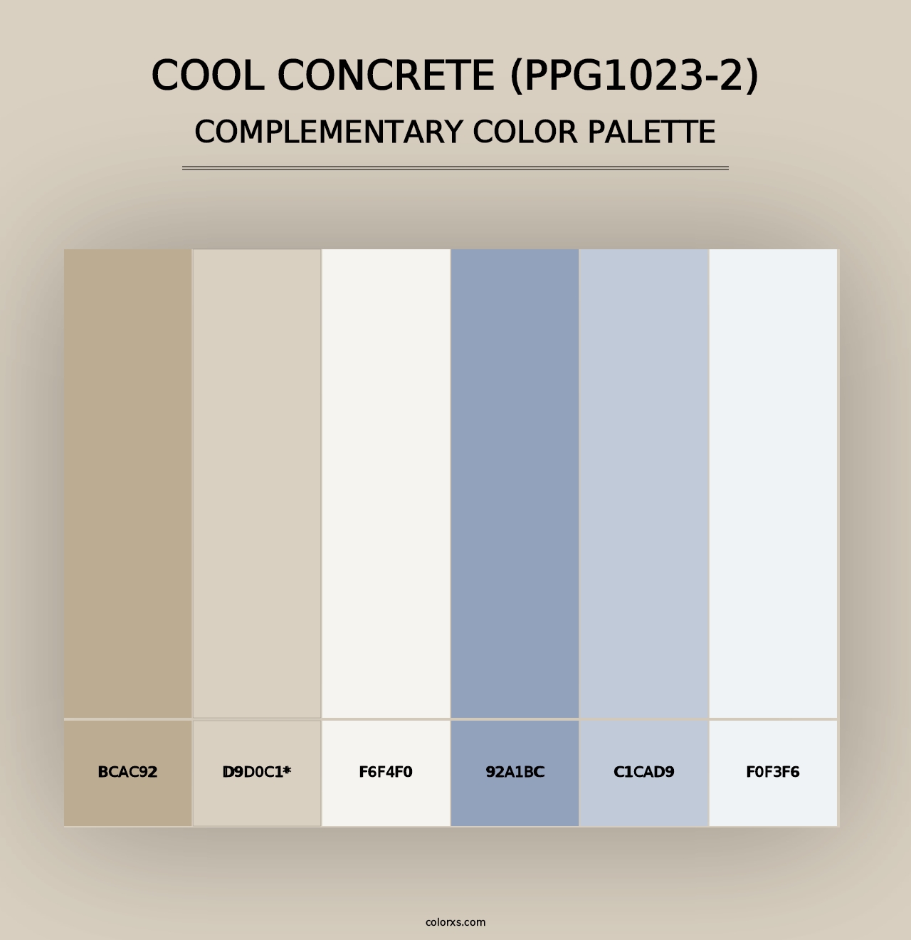 Cool Concrete (PPG1023-2) - Complementary Color Palette