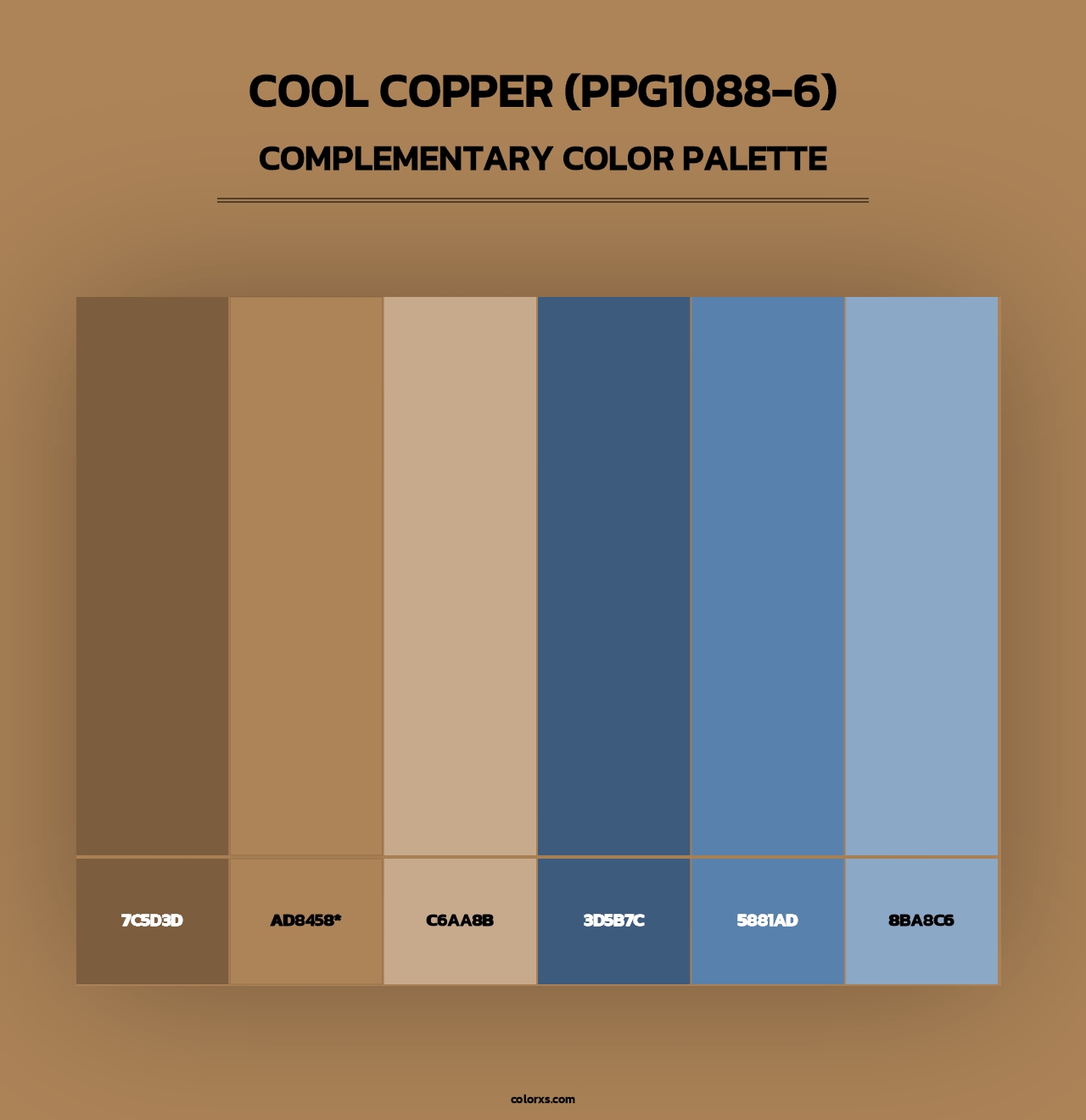 Cool Copper (PPG1088-6) - Complementary Color Palette