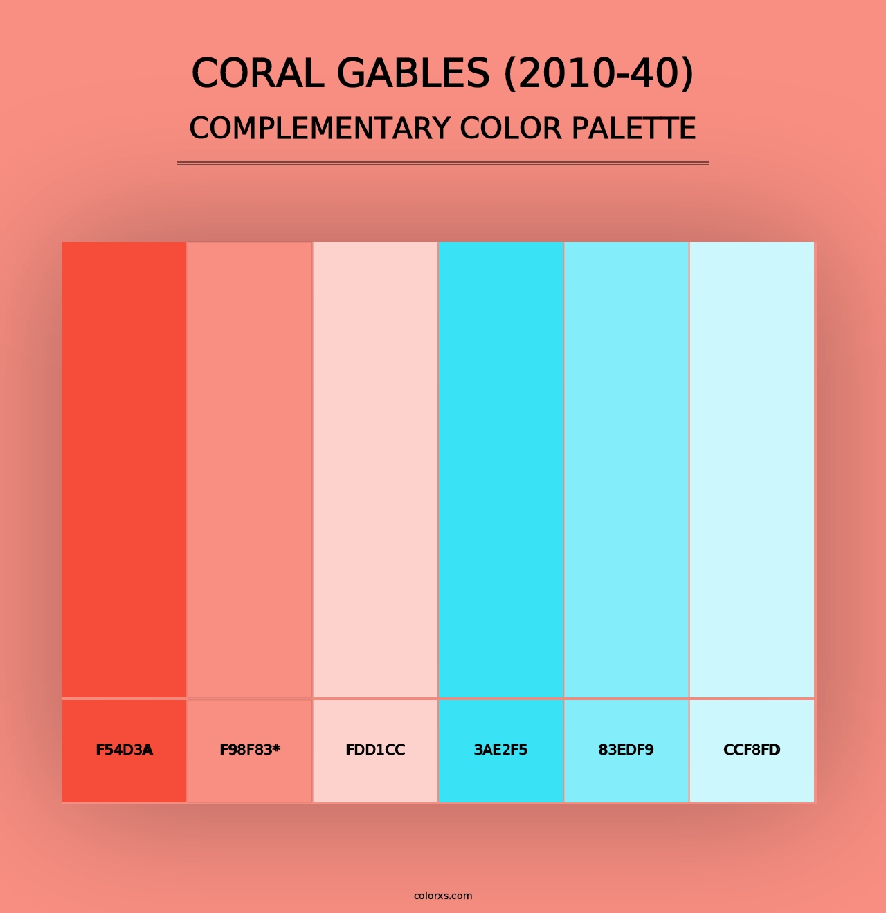 Coral Gables (2010-40) - Complementary Color Palette