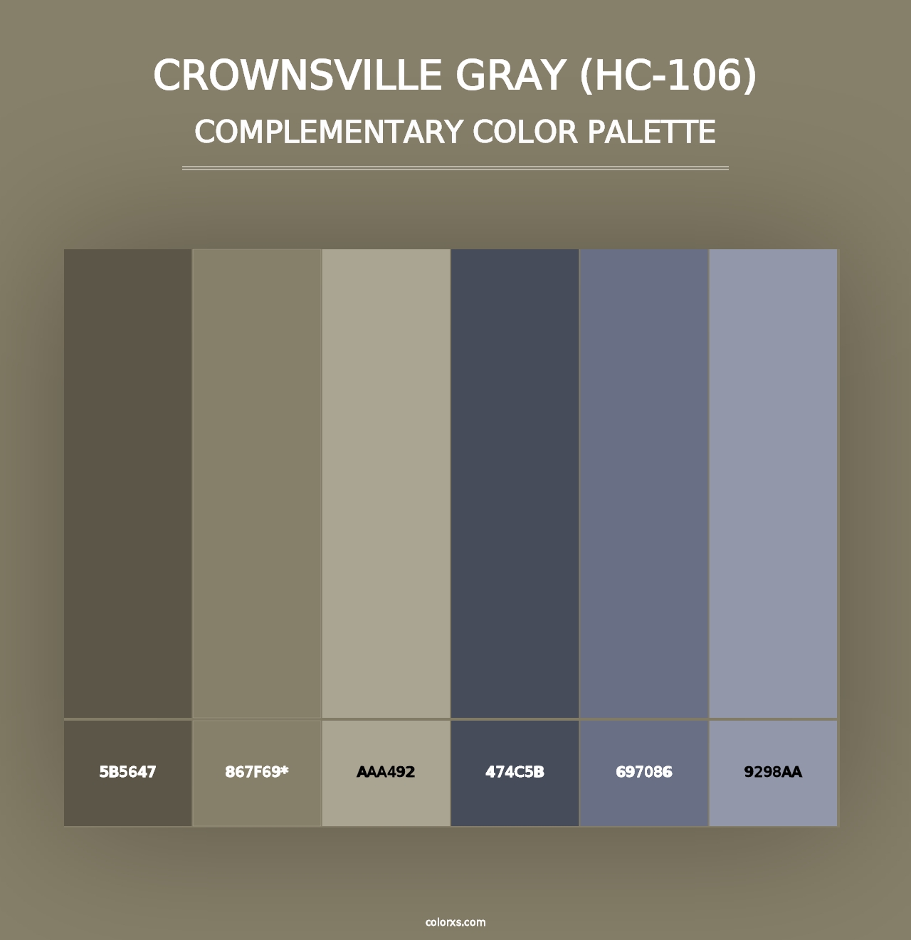 Crownsville Gray (HC-106) - Complementary Color Palette