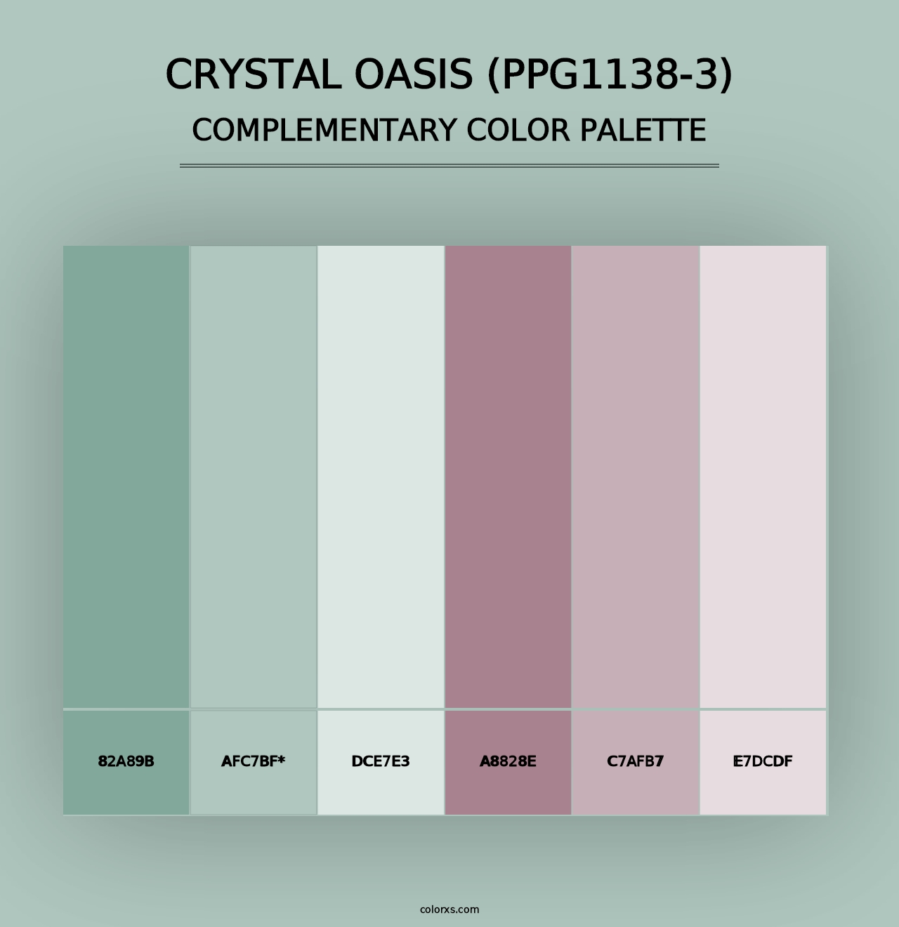 Crystal Oasis (PPG1138-3) - Complementary Color Palette