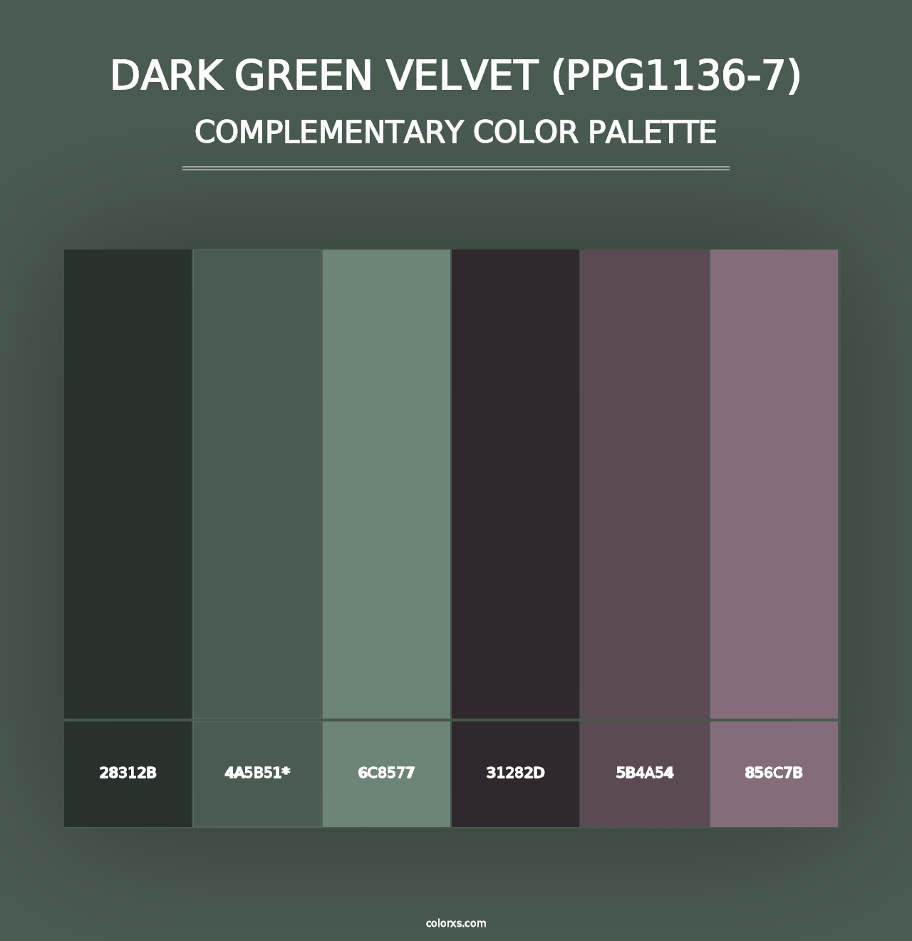 Dark Green Velvet (PPG1136-7) - Complementary Color Palette