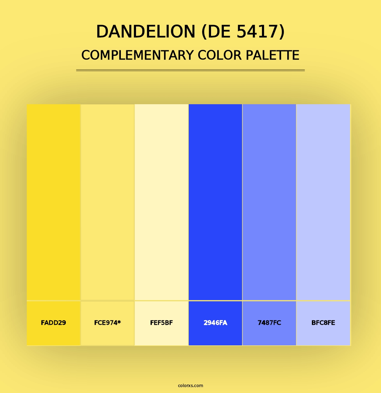 Dandelion (DE 5417) - Complementary Color Palette