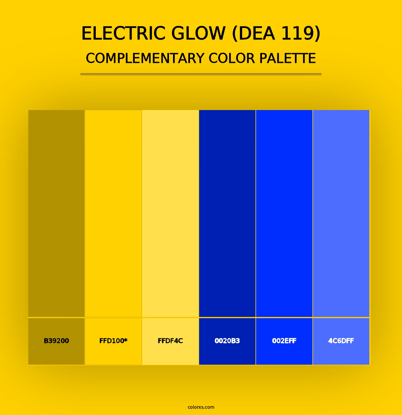 Electric Glow (DEA 119) - Complementary Color Palette