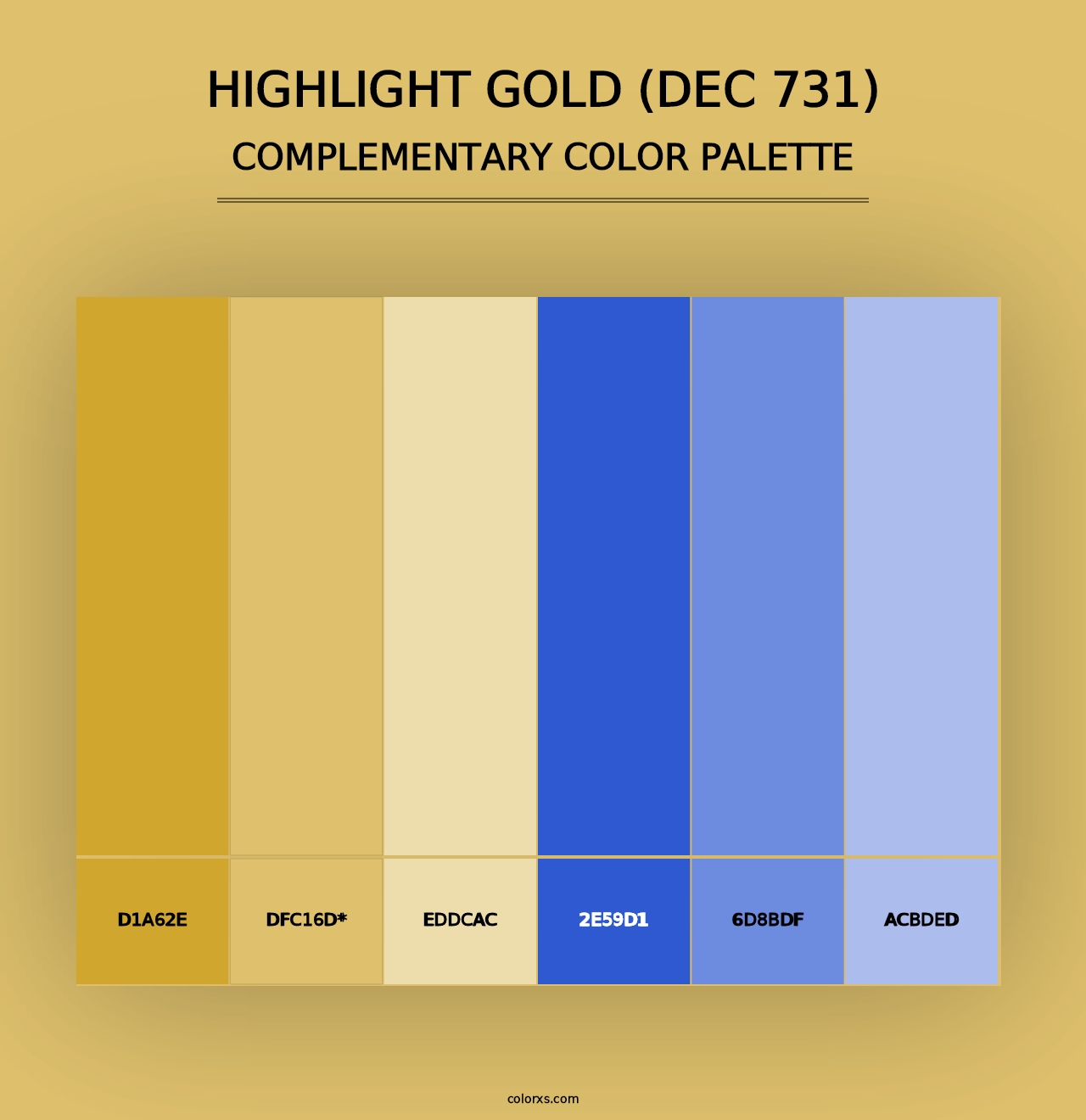 Highlight Gold (DEC 731) - Complementary Color Palette