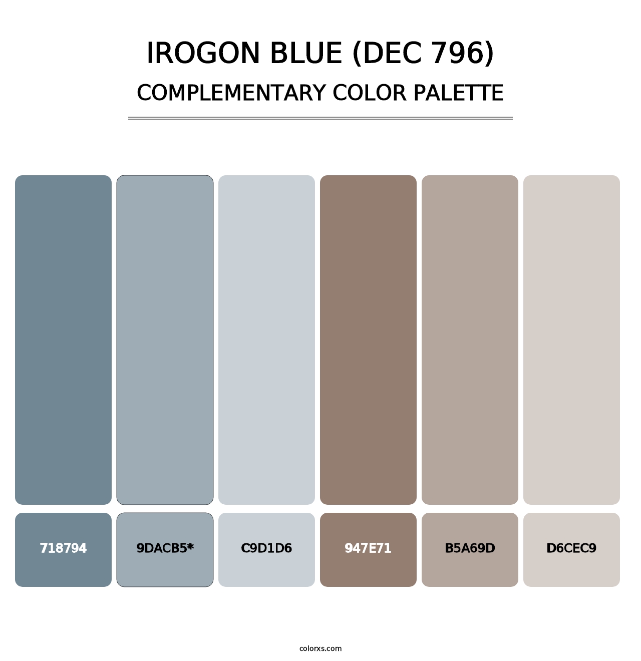 Irogon Blue (DEC 796) - Complementary Color Palette