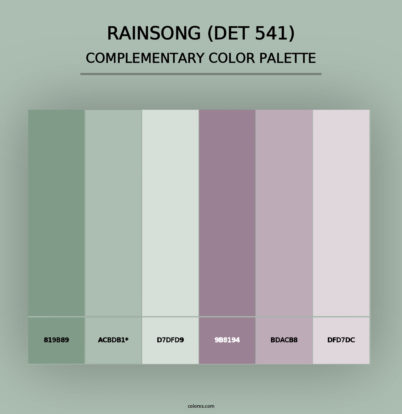 Rainsong (DET 541) - Complementary Color Palette