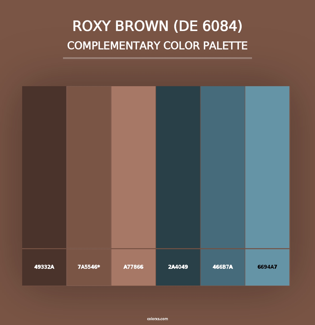 Roxy Brown (DE 6084) - Complementary Color Palette