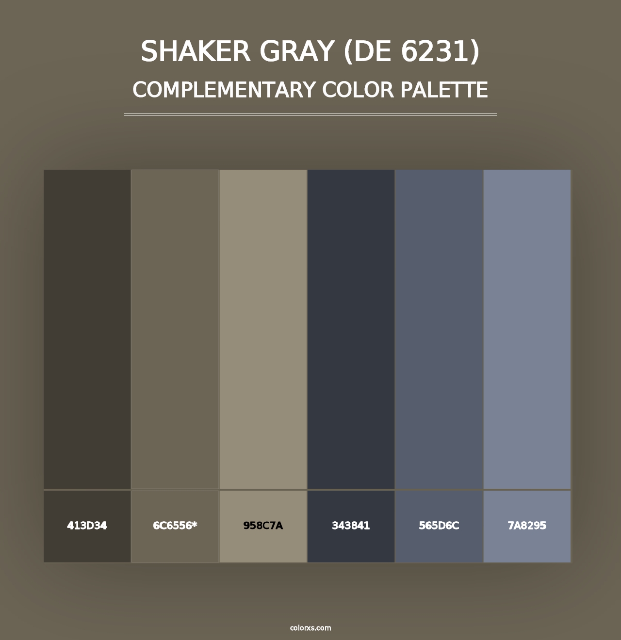 Shaker Gray (DE 6231) - Complementary Color Palette