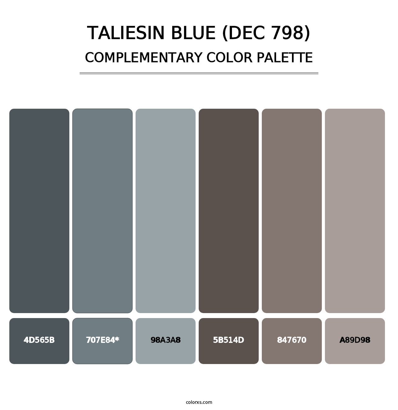 Taliesin Blue (DEC 798) - Complementary Color Palette