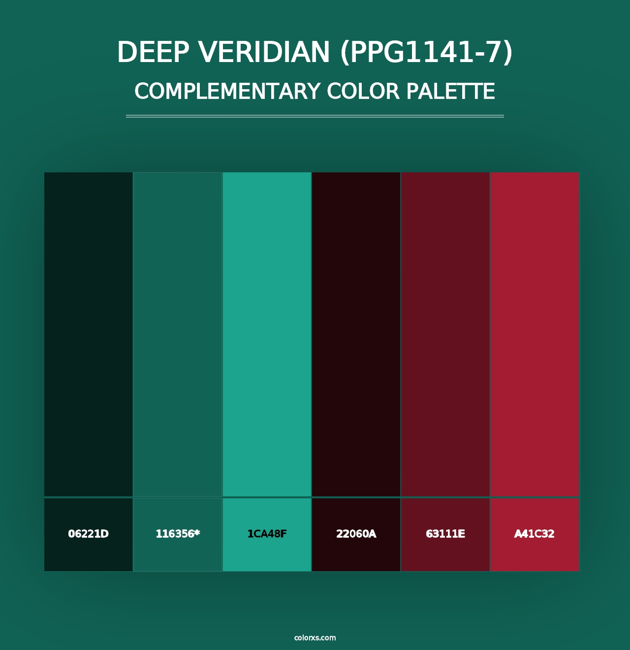 Deep Veridian (PPG1141-7) - Complementary Color Palette