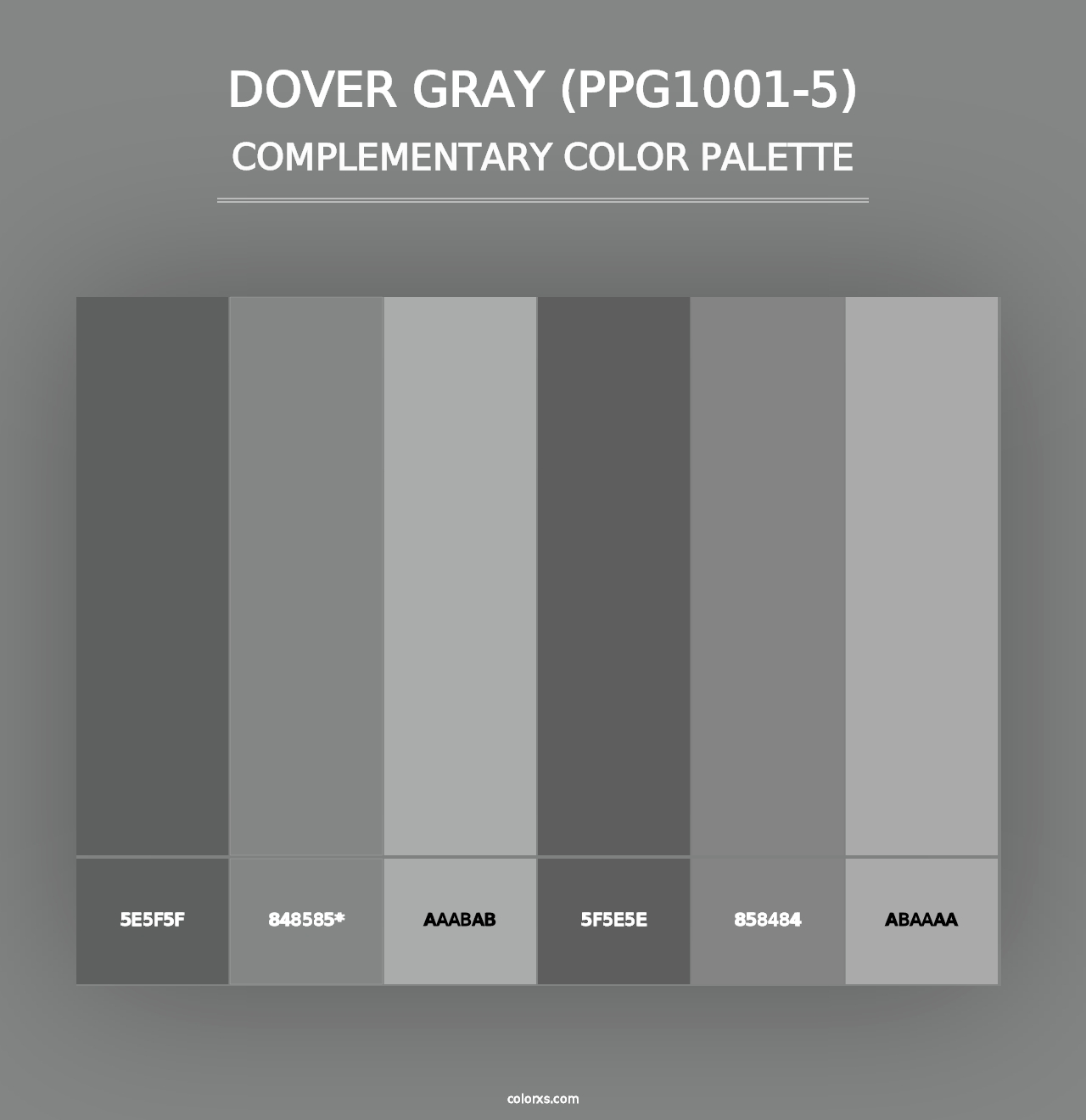 Dover Gray (PPG1001-5) - Complementary Color Palette