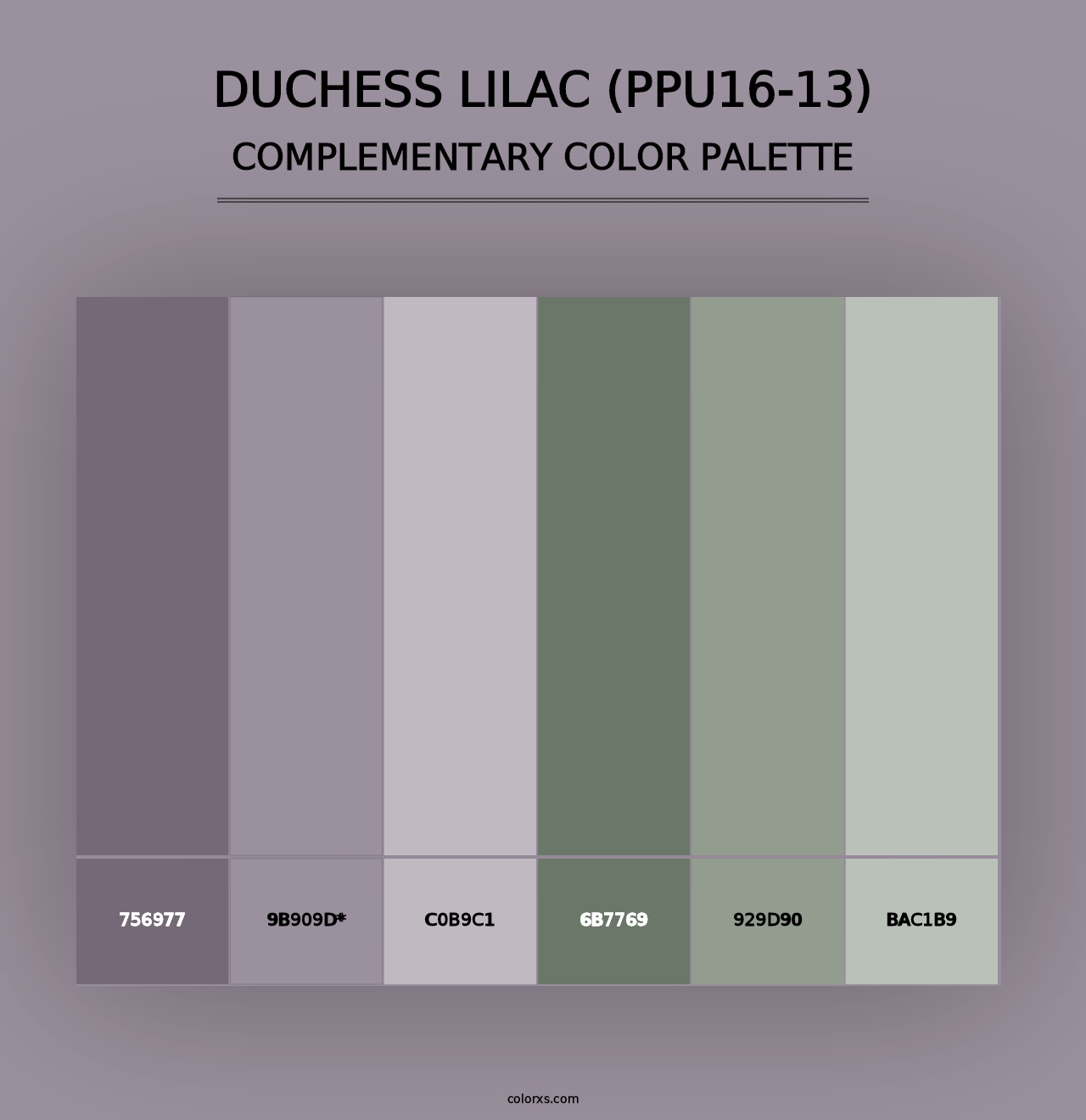 Duchess Lilac (PPU16-13) - Complementary Color Palette