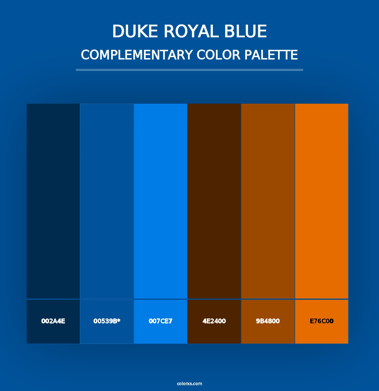 Duke Royal Blue - Complementary Color Palette