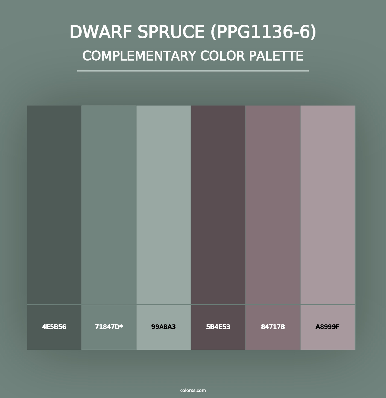 Dwarf Spruce (PPG1136-6) - Complementary Color Palette