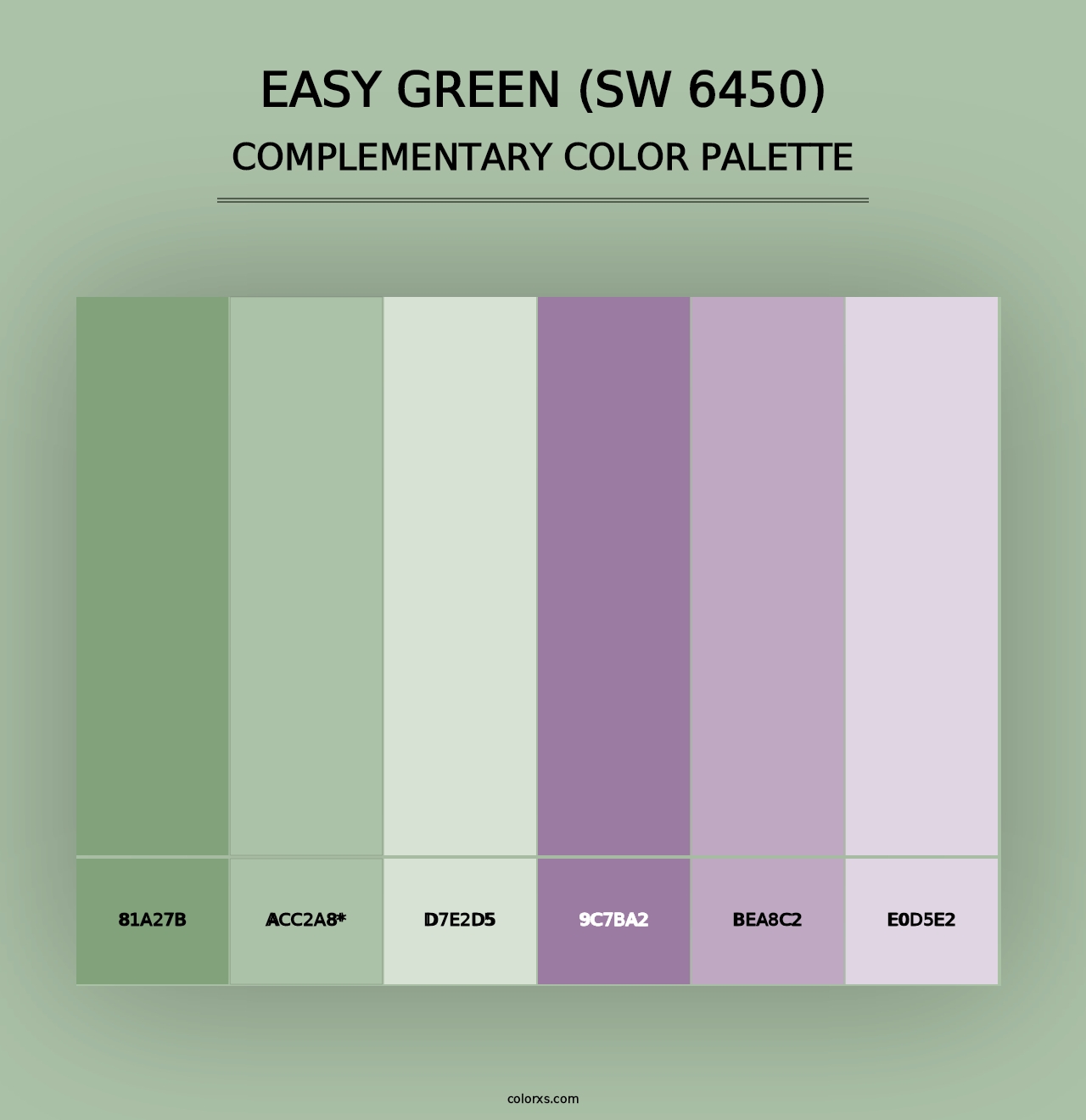 Easy Green (SW 6450) - Complementary Color Palette