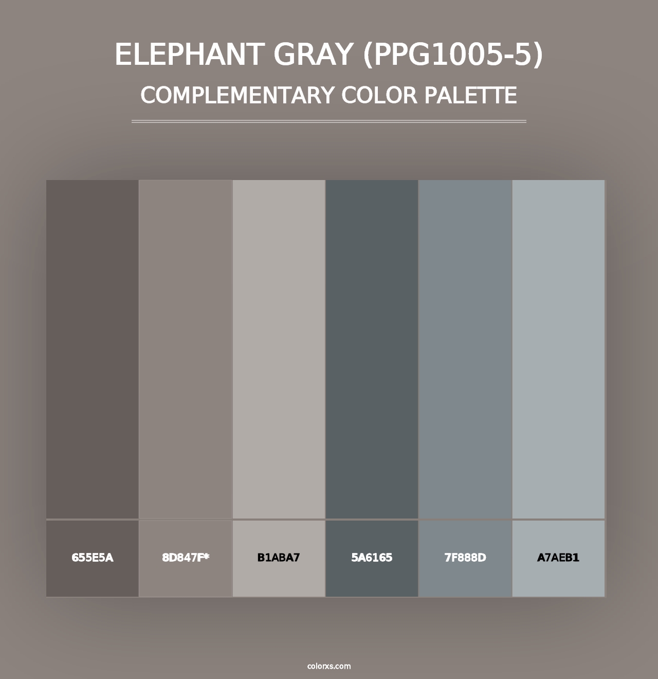 Elephant Gray (PPG1005-5) - Complementary Color Palette