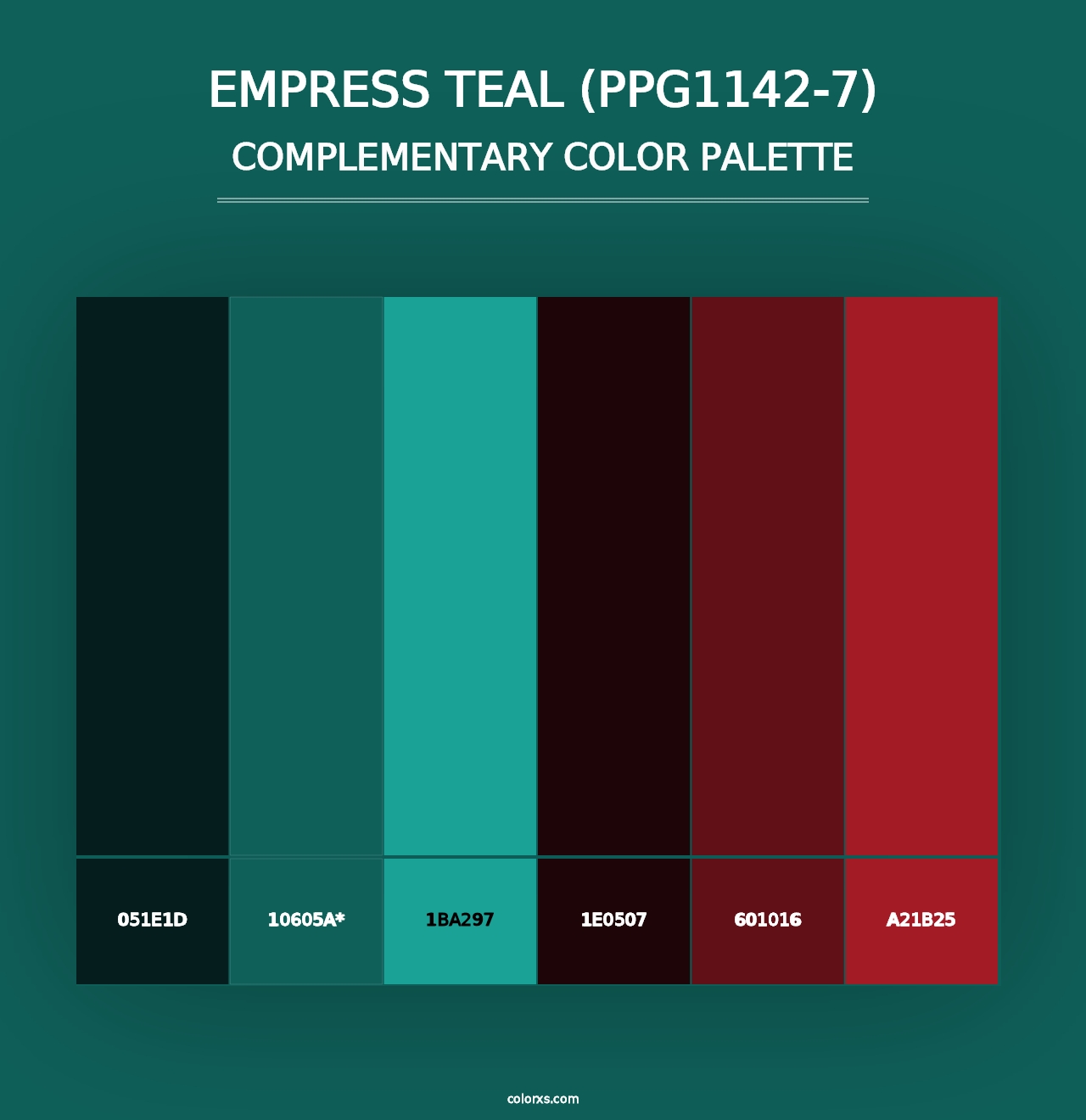 Empress Teal (PPG1142-7) - Complementary Color Palette