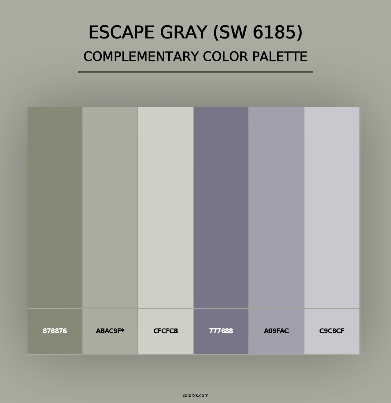 Escape Gray (SW 6185) - Complementary Color Palette