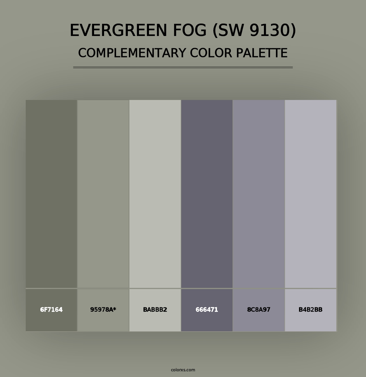 Evergreen Fog (SW 9130) - Complementary Color Palette