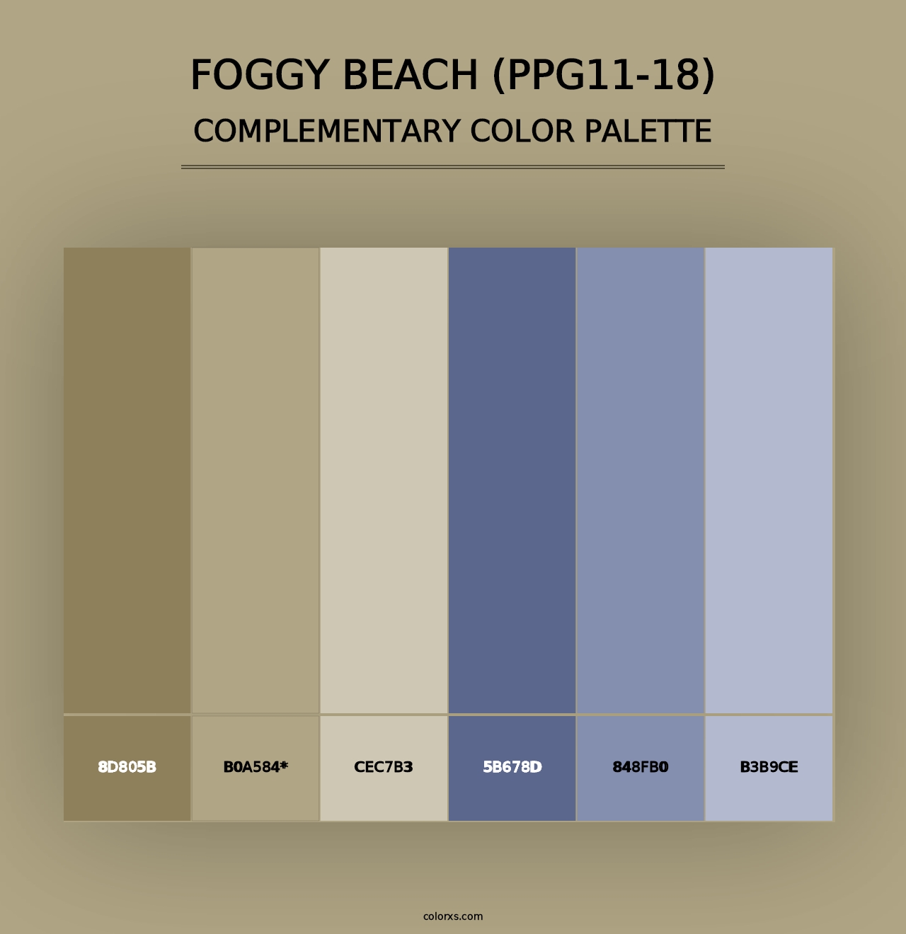 Foggy Beach (PPG11-18) - Complementary Color Palette