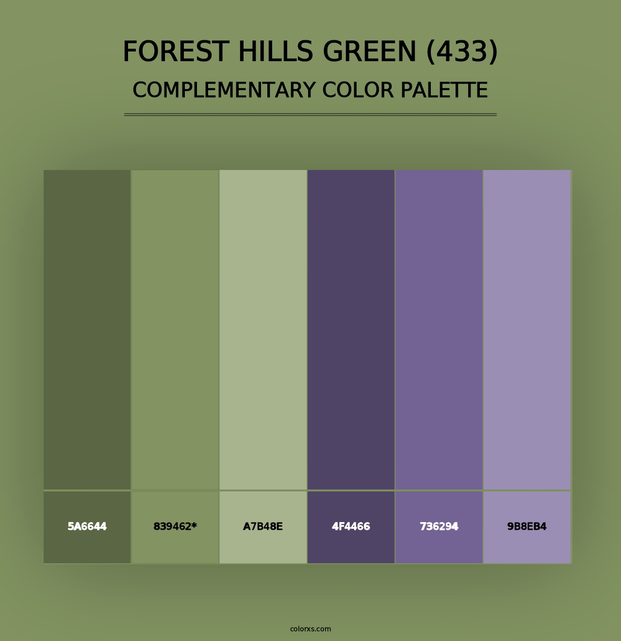 Forest Hills Green (433) - Complementary Color Palette